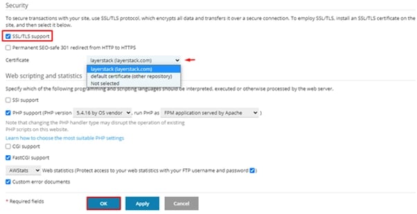 فعال کردن پشتیبانی SSL/TLS